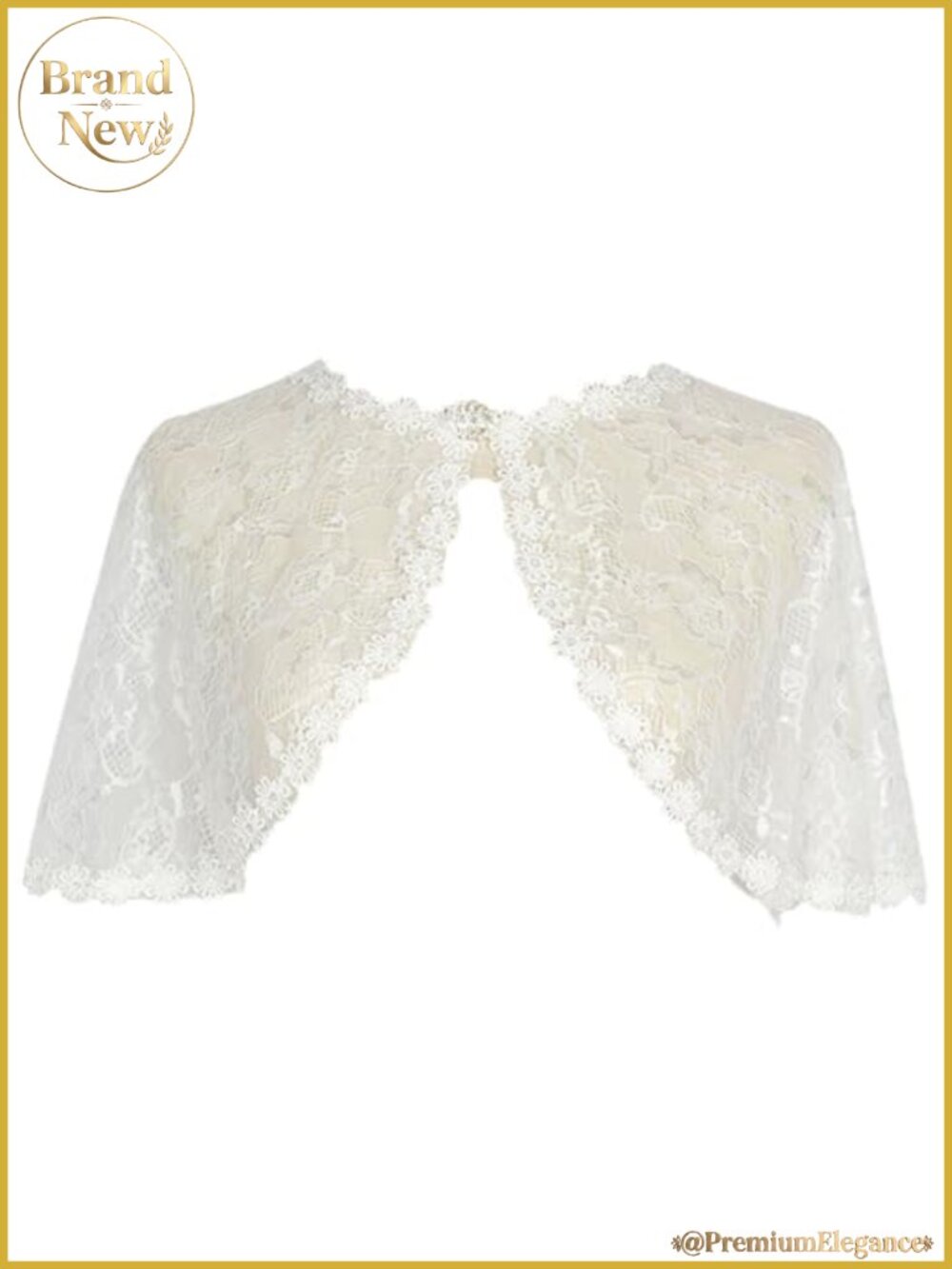 Lace Wedding Shawl Cloak Bridal Formal Dress Floral Button Neck